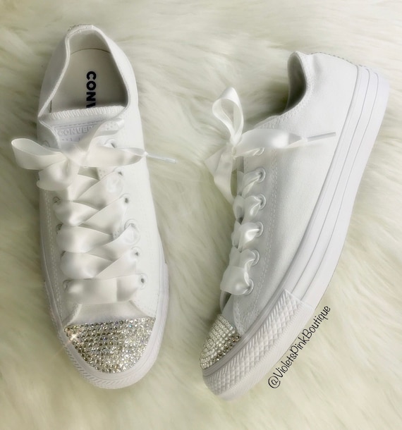 Women's Bling Swarovski Crystal White CONVERSE