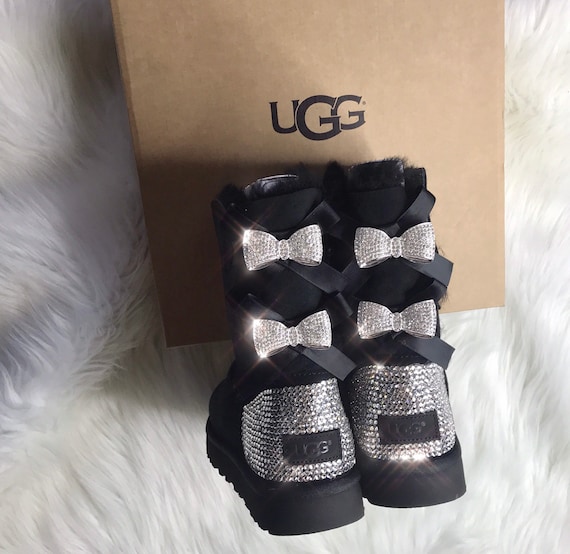 Bling cristaux Swarovski personnalisé Bailey Bow II haut Ugg bottes Ugg des femmes avec des arcs de cristal Bling cristaux Swarovski personnalisé Bailey Bow II haut Ugg bottes Ugg des femmes avec des arcs de cristal
