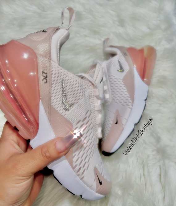 Women's Bling Pink Nike Air Max 270 With Swarovski Crystals Custom Sneakers