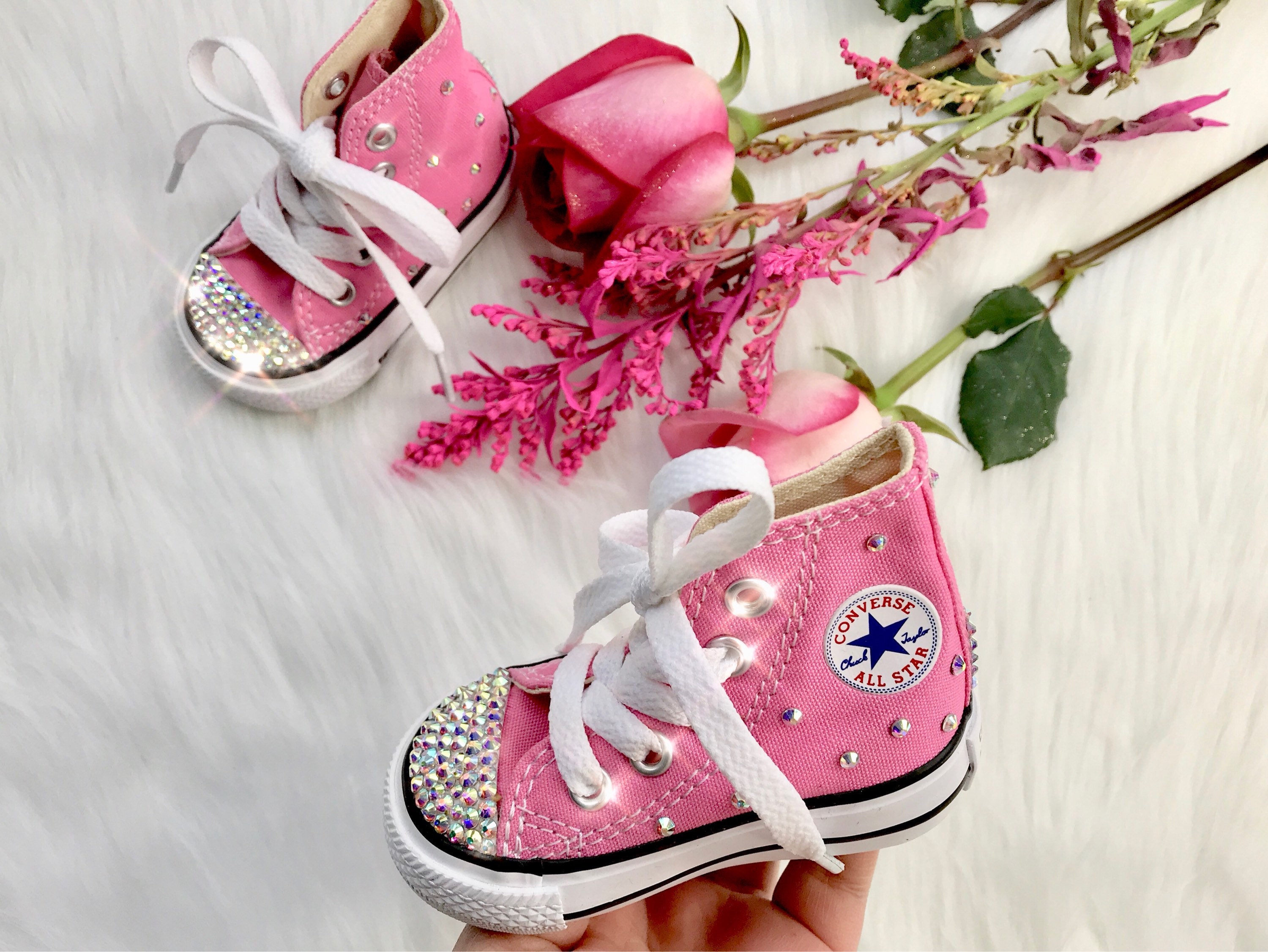 Swarovski Converse Pink Baby Bling Toddler High Top Converse - Etsy