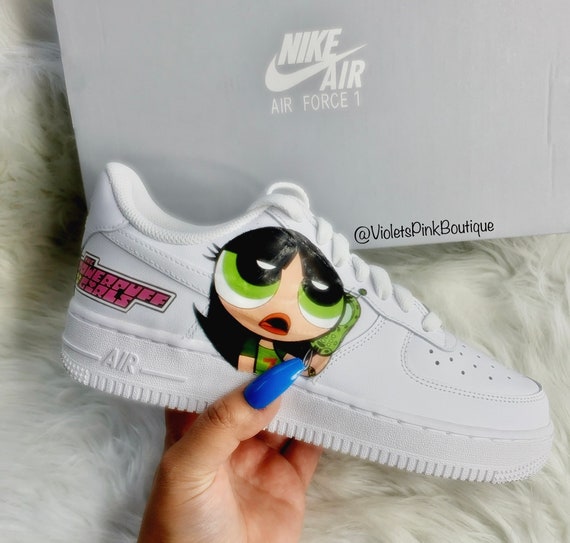 Custom Buttercup Nike Air Force 1s The Powerpuff Girls Women's Custom Cute Sneakers