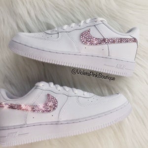 Custom Pink Swarovski Nike Air Force Women&#39;s Shoes On Sale Gift Ideas
