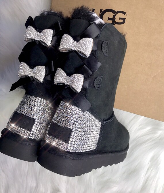 Bling cristaux Swarovski personnalisé Bailey Bow II haut Ugg bottes Ugg des femmes avec des arcs de cristal Bling cristaux Swarovski personnalisé Bailey Bow II haut Ugg bottes Ugg des femmes avec des arcs de cristal