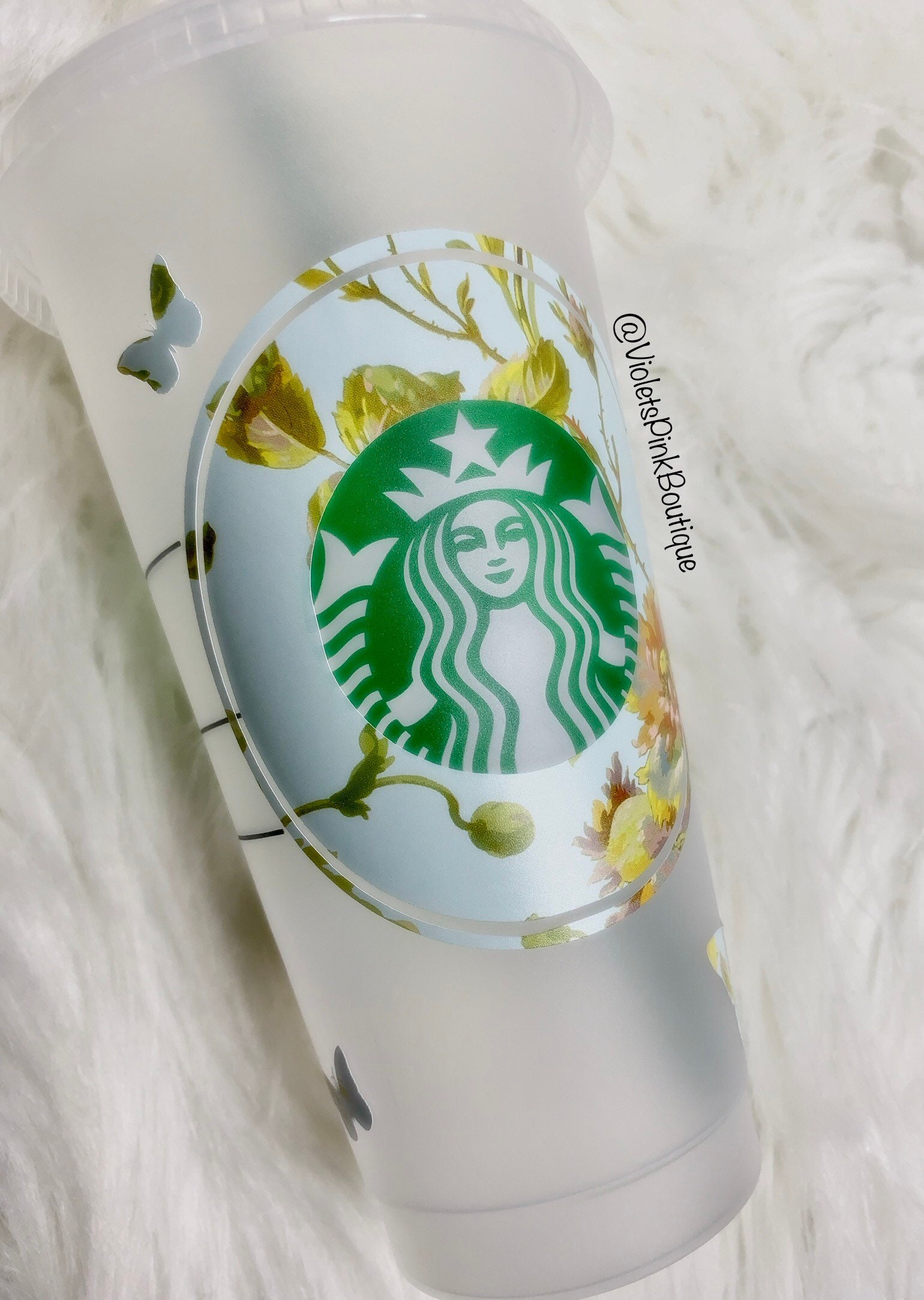 Butterfly Floral Print STARBUCKS Tumbler reusable Cold Cup Custom