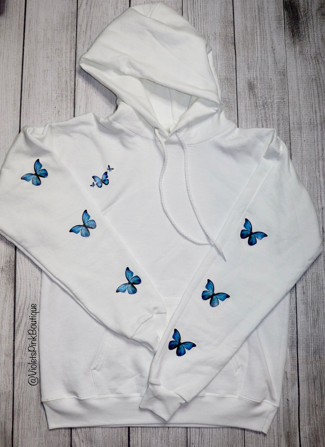 Custom Blue Butterfly Hoodie Unisex Custom Sweatshirt Gift Ideas Etsy