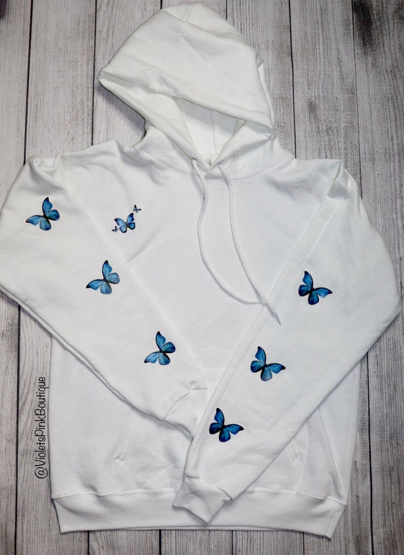 Custom Blue Butterfly Hoodie Unisex Custom Sweatshirt- Gift ideas