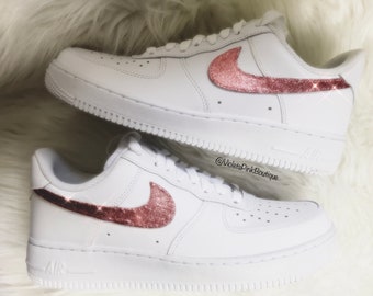 Custom Pink Glitter Nike Air Force 1 Women's White Custom Sneakers