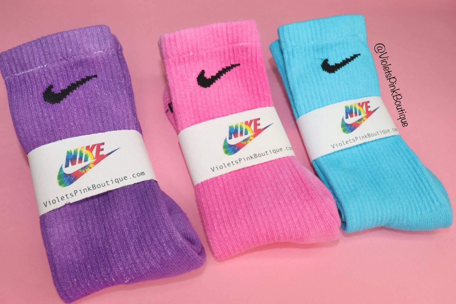Nike Custom Color Socks in Pink Purple or Blue Custom Dye Etsy