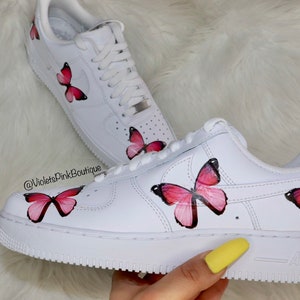 Nike Air Force One Pink Butterflies Women's Custom Sneakers