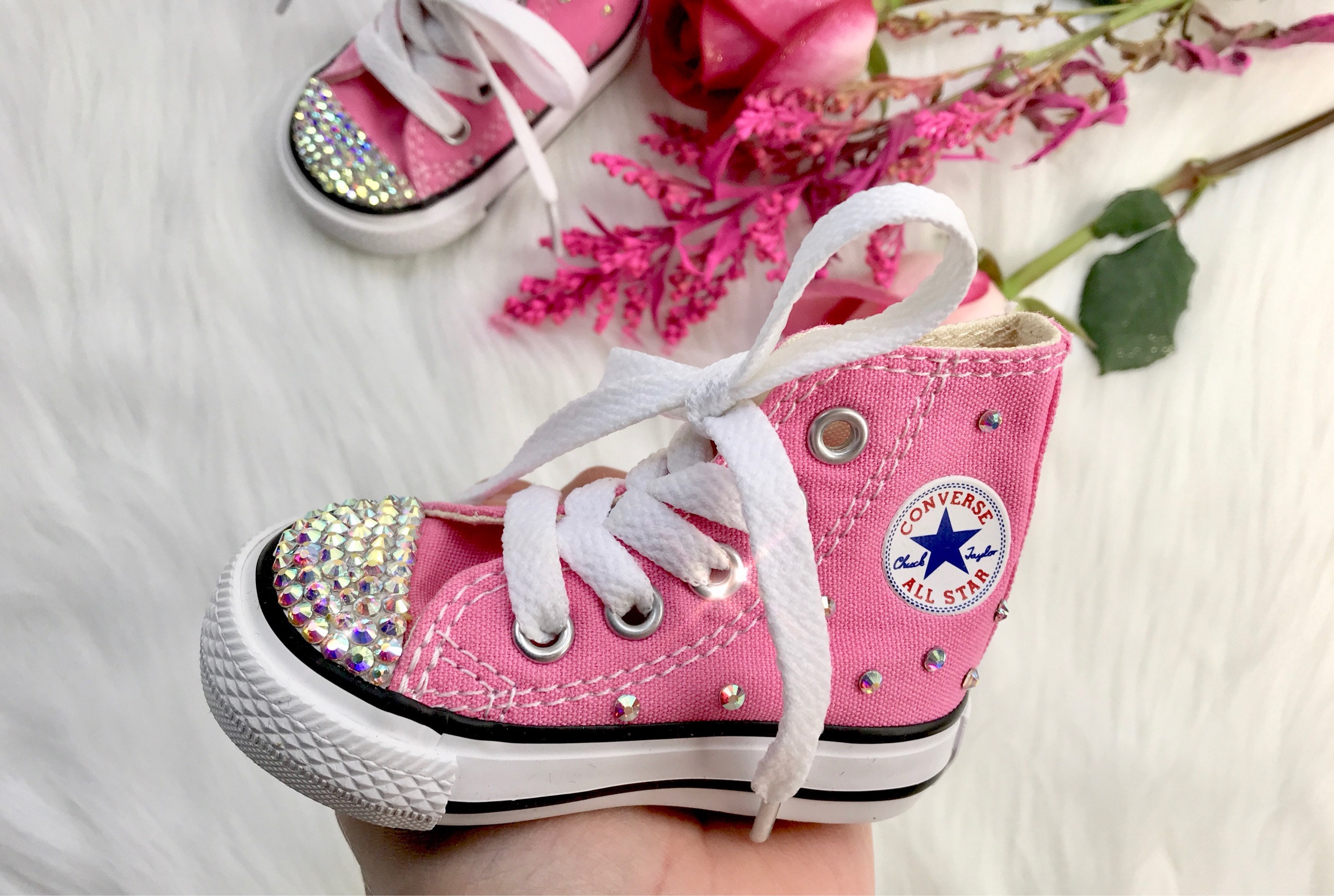 Swarovski Converse Pink Baby Bling Toddler High Top Converse - Etsy