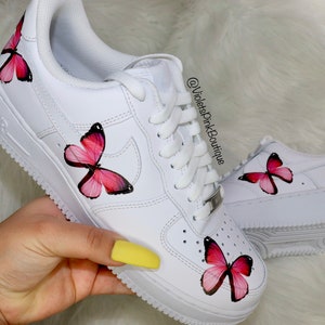 Nike Air Force One Pink Butterflies Women's Custom Sneakers