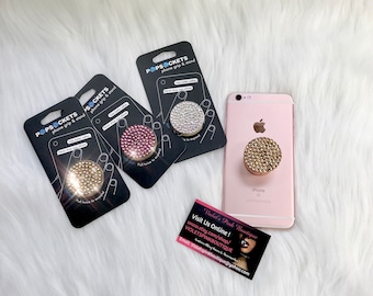 Swarovski Crystal PopSocket Cell Phone Grip Cell Phone Stand Custom Handmade Swarovski Crystal Phone Accessories Bling Pop Socket Gift Ideas