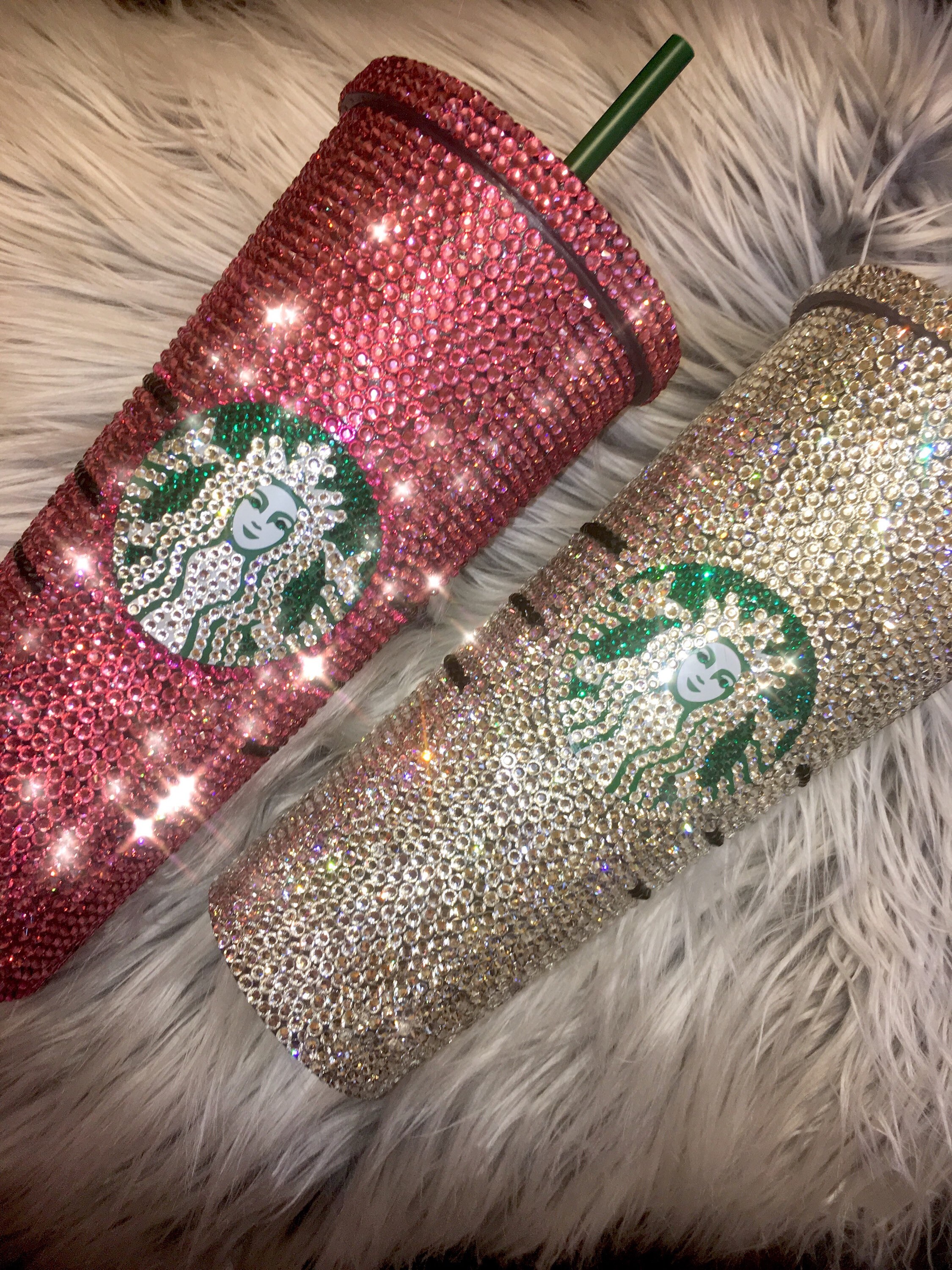 Bling Custom Crystallized STARBUCKS Bling Cold Cup With Pink Swarovski Crystals