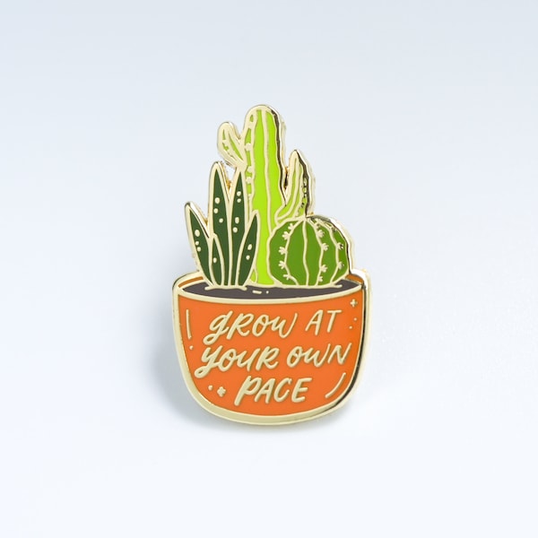 Grow at Your Own Pace | Enamel Pin | Motivational | Inspirational | Lapel Pin | Meaningful Gift | Self-love | Self-care | Plant-lover