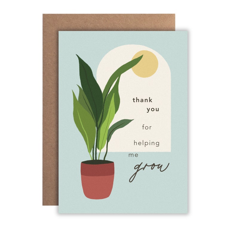 Thank You For Helping Me Grow Greeting Card Appreciation Mother's Day Father's Day Teacher's Day Grandparents image 1