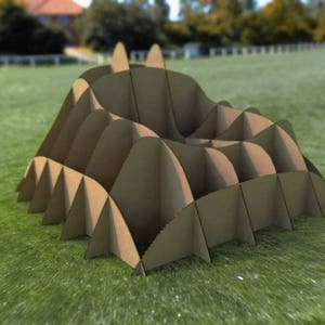Móveis para sofás de jardim em papelão descartável - construa um assento com terra e papel reciclado ou cartolina padrão PDF. Download instantâneo