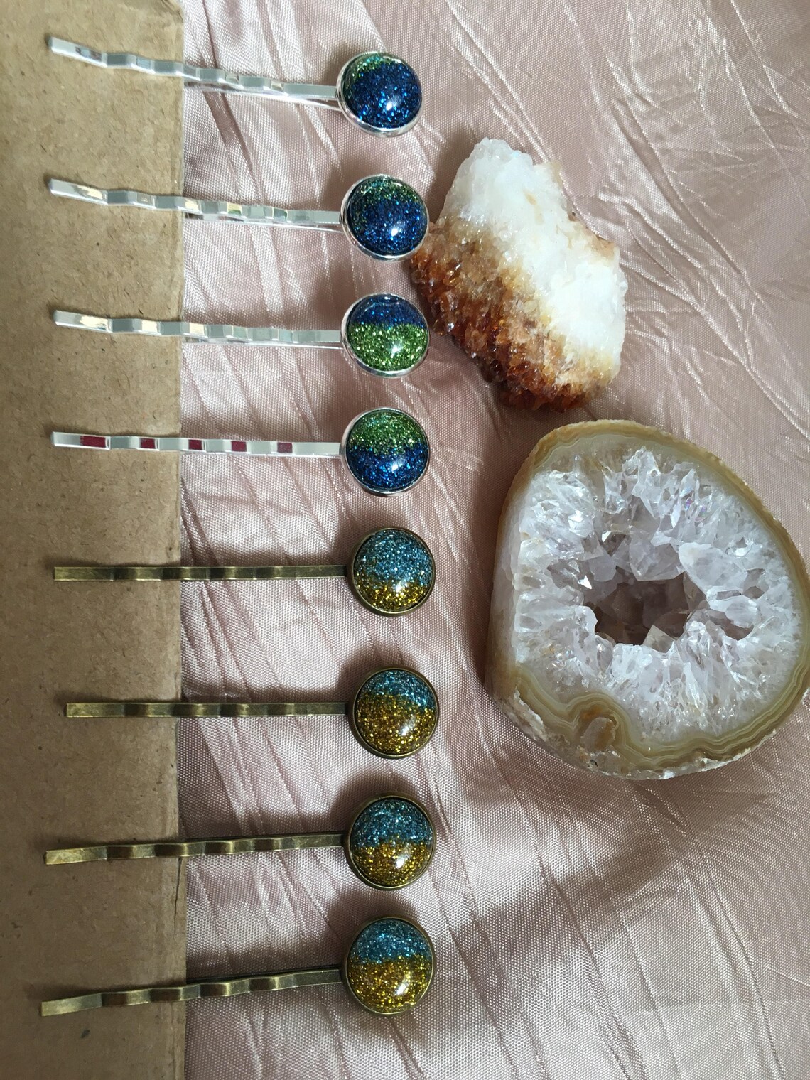 Pair of Glitter in Resin Hair Pins Bobby Pins Sparkle Etsy