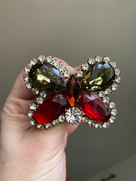 Massive & Gorgeous Czech Butterfly Brooch • Czecho