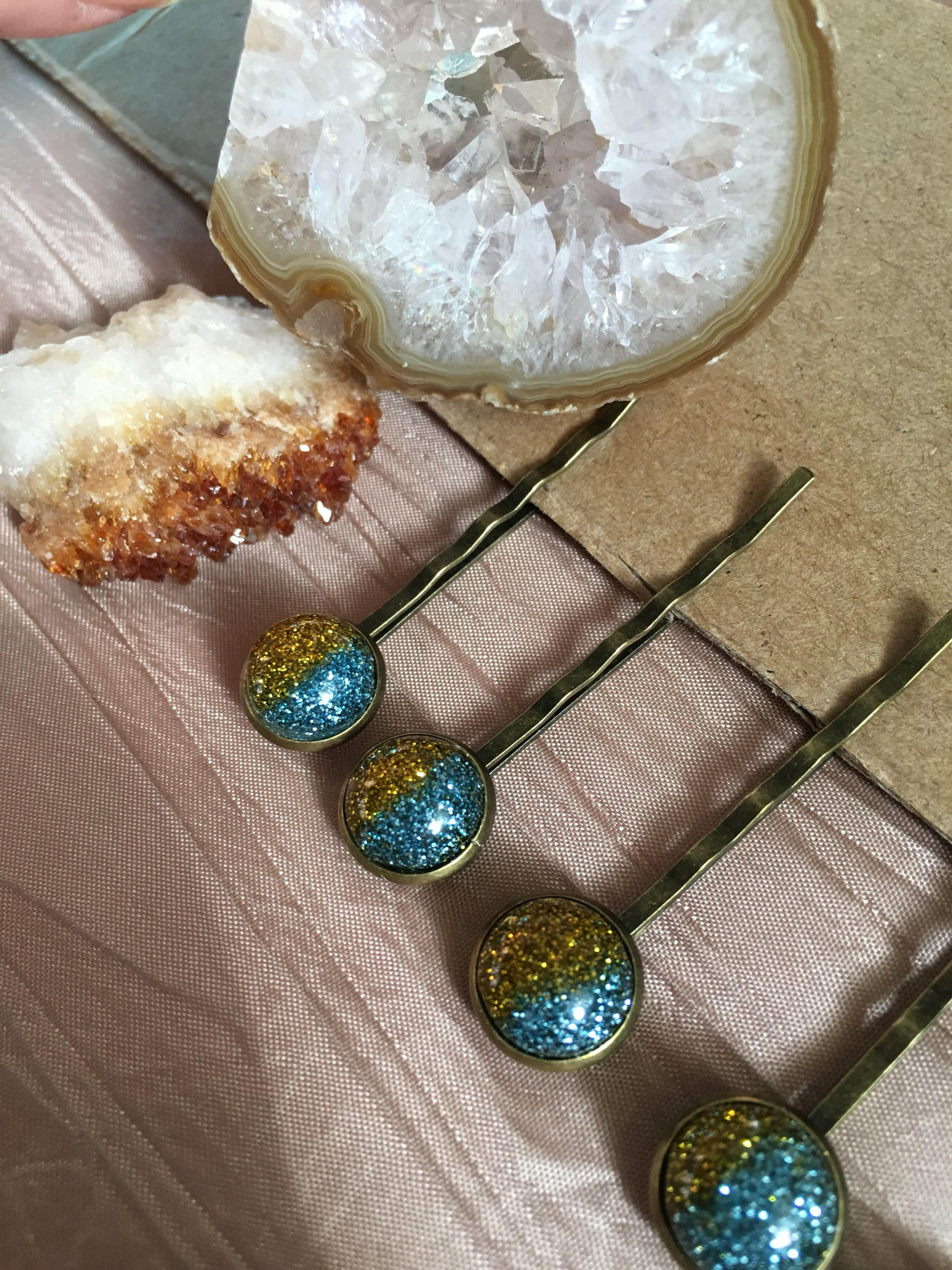 Pair of Glitter in Resin Hair Pins Bobby Pins Sparkle Etsy