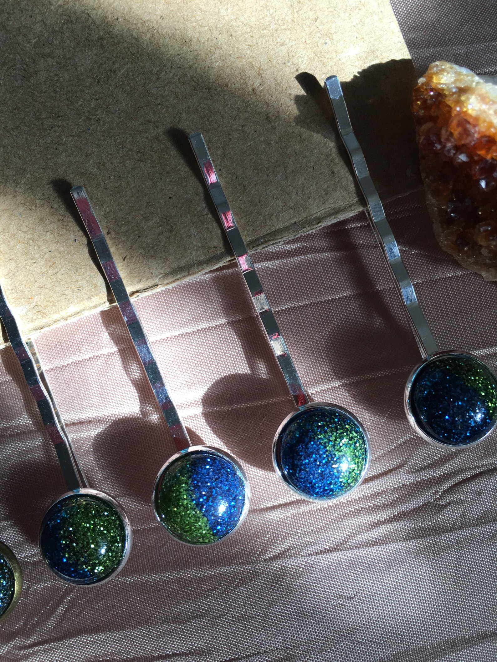 Pair of Glitter in Resin Hair Pins Bobby Pins Sparkle Etsy