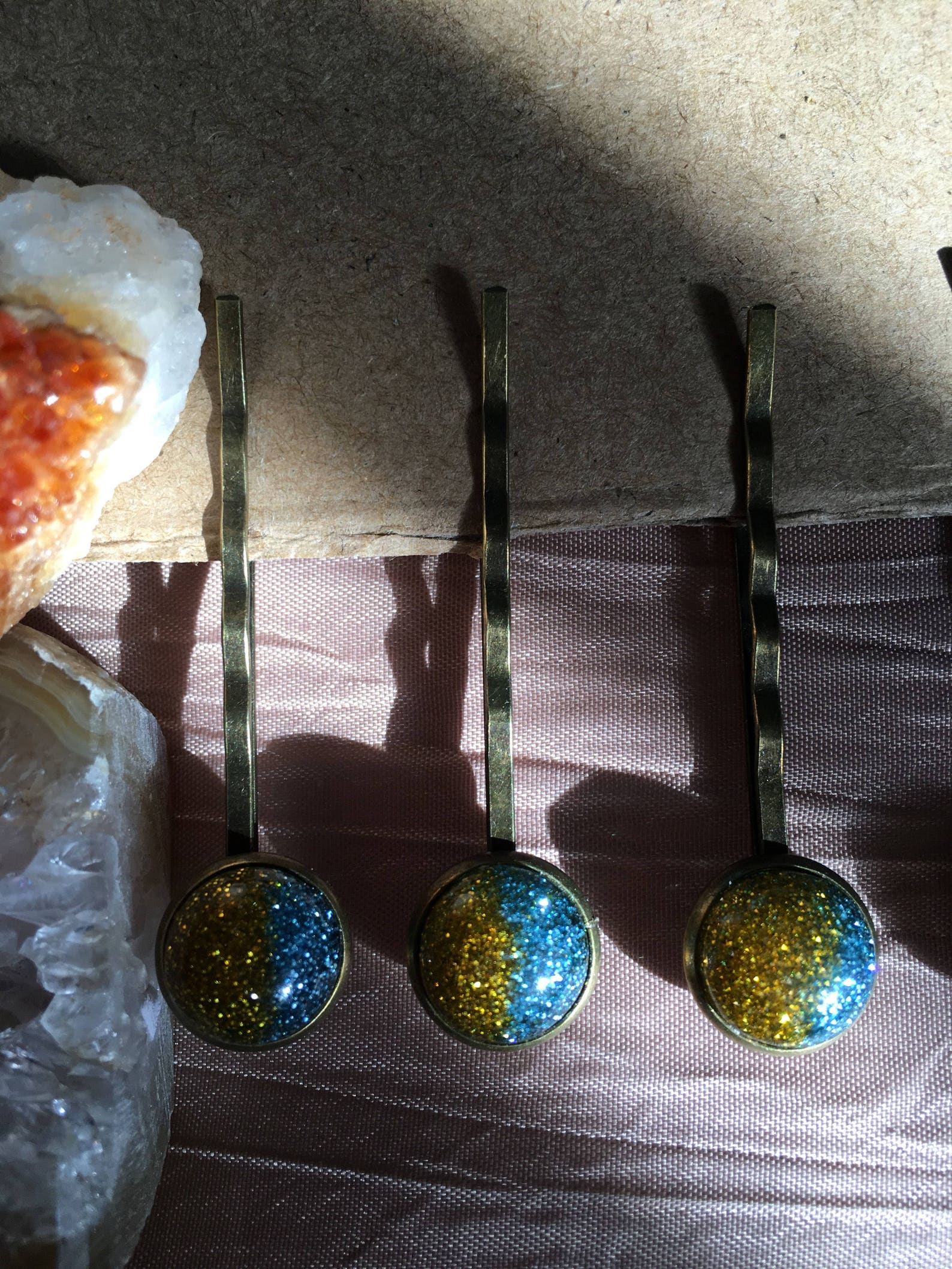 Pair of Glitter in Resin Hair Pins Bobby Pins Sparkle Etsy