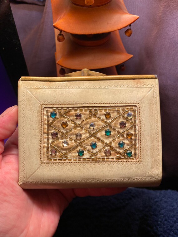 Vintage House Of Nash Hand Beaded Leather Wallet ~