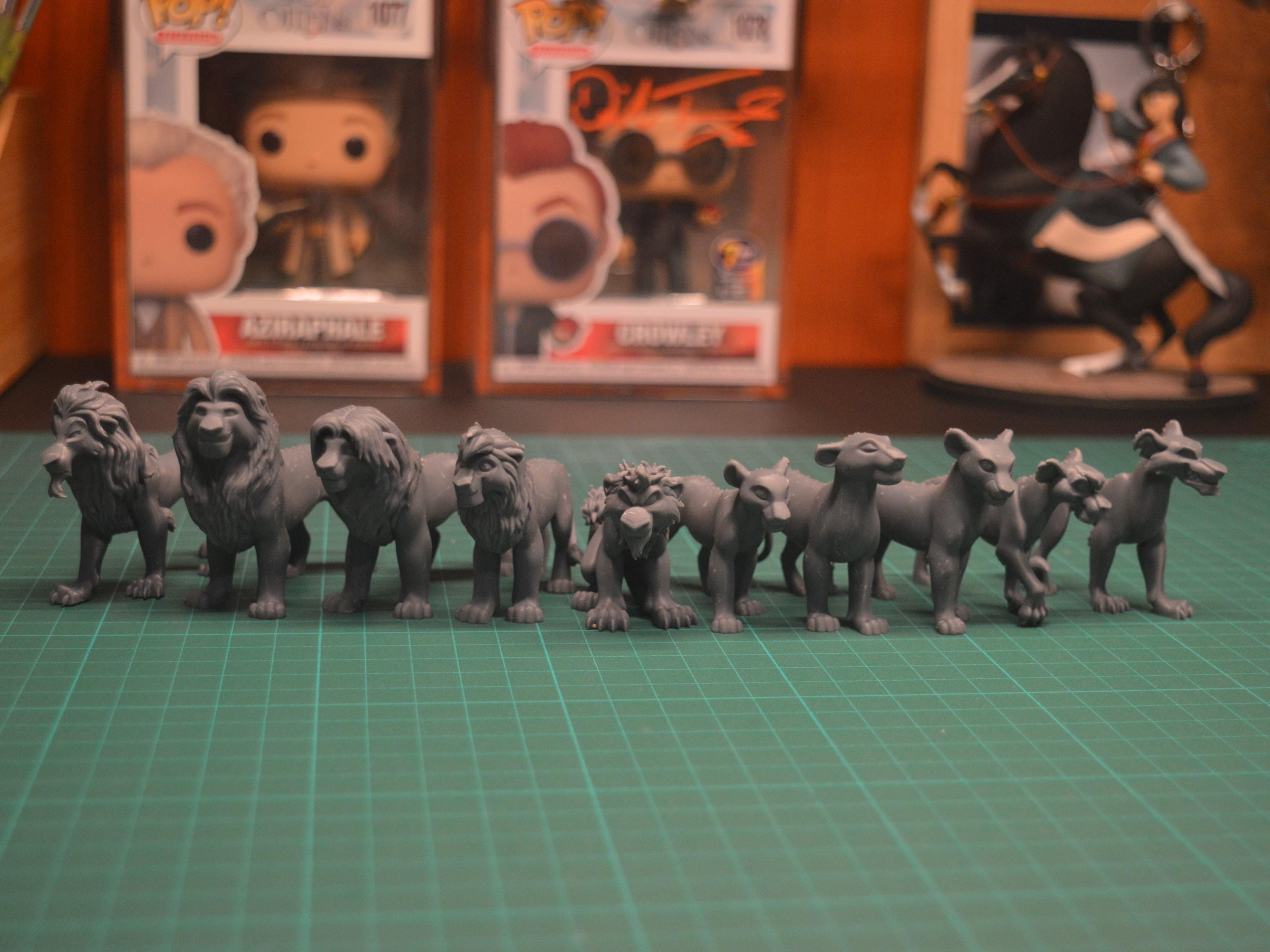 Ten tiny lions unpainted set (read description) - Ready to ship!