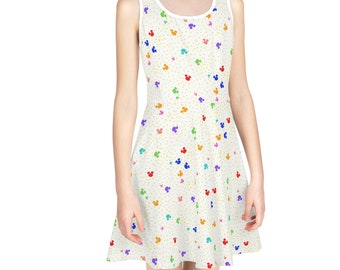 Girls Rainbow Skater Dress  Size 2T-XL, Pride Family Matching, Mommy and Me Matching Sets