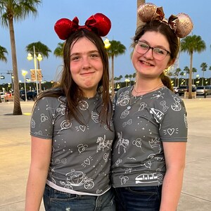Gray Magic Doodle Women&#39;s T-shirt | Magic Kingdom Shirt | Mickey Balloons