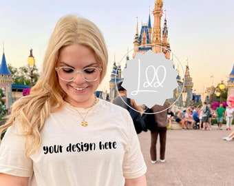 Bella Canvas 3001 Mock  Bella Canvas Cream Shirt Mock  Castle Tee Mock  theme parks Mock  Instant Download