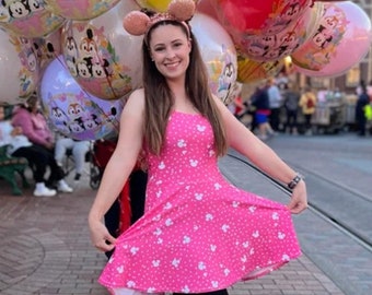 Polka Dot Women&#39;s Pink Skater Dress  Family Matching  Mommy and Me  Matching Sets Mom & Girls Dresses