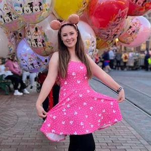 Polka Dot Women&#39;s Pink Skater Dress  Family Matching  Mommy and Me  Matching Sets Mom & Girls Dresses