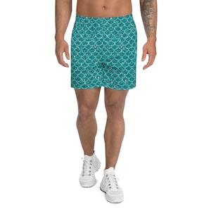 Teal  Mermaid Men&#39;s Running Athletic Long Shorts for running Mermaid Costume