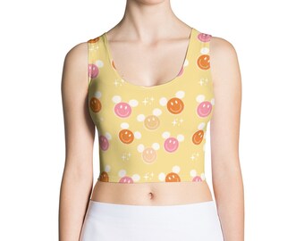 Smiley Face Femmes Retro Park Crop Top Trendy Retro Workout Top Famille Matching Maman et moi
