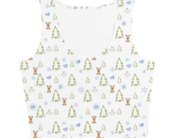 Holiday Snowman Ice Princess Crop Top voor Influencer hardloopkostuum Matching Vacation Tees
