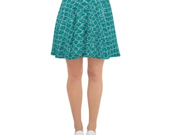 Mermaid Women’s Skater Skirt for  Influencer  Mermaid Running Costume for running  Matching Crop Top available