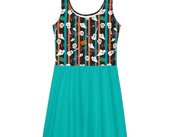 Dia De Los Muertos Women's Skater Dress  Halloween Magical Vacation Dress  Marathon Costume  Running dress