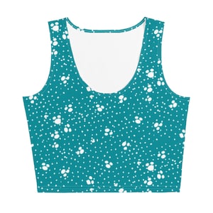 Polka Dot Women&#39;s Teal Crop Top  Matching Set Activewear  Marathon Workout top  Family Matching  Mommy and Me