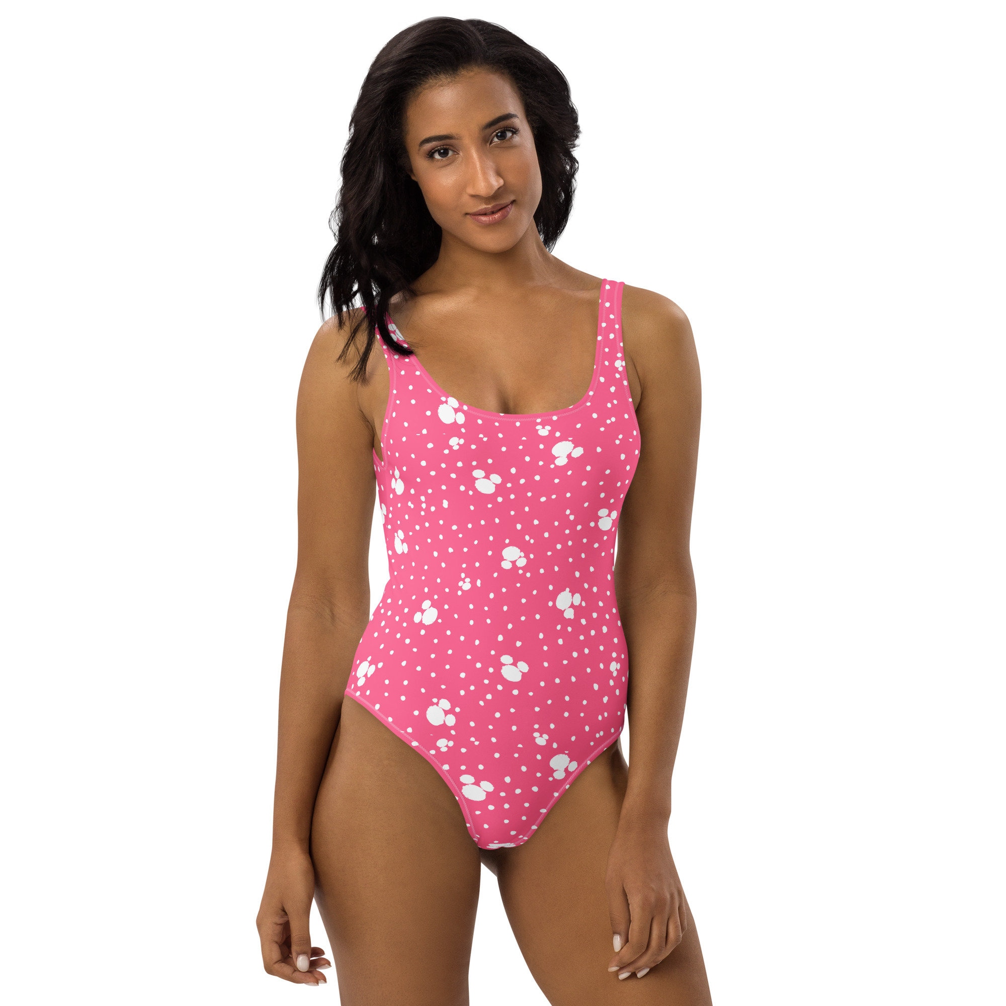 Pink Polka Dot Women's One-Piece Swimsuit, Disney Vacation outfit