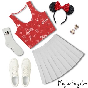 Red Doodle Crop Top Family Vacation Matching Shirts   Balloons