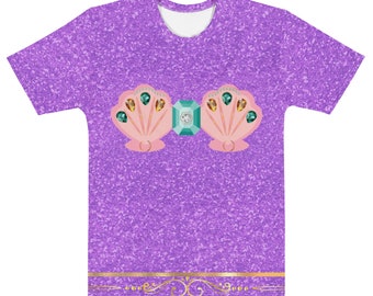 Lila Muschel Meerjungfrau Unisex T-Shirt für Influencer Passende Familien Urlaub Shirts