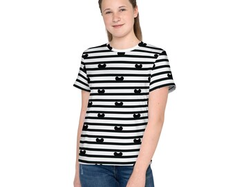 Cappello a righe T-shirt girocollo per bambini Hollywood t-shirt per le vacanze Family Matching Shirts