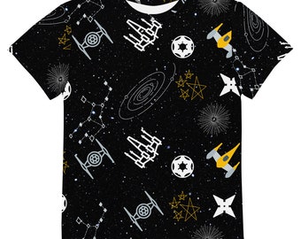 Galactic Stars Camiseta de cuello de tripulación infantil / juvenil Space Wars Camisetas a juego Camisas de vacaciones familiares Daddy and Me Boy Mom Matching