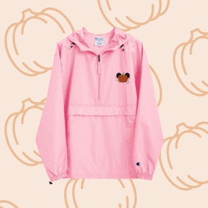 Halloween Pumpkin Ears Embroidered Champion Packable Jacket Lightweight Vacation Jacket