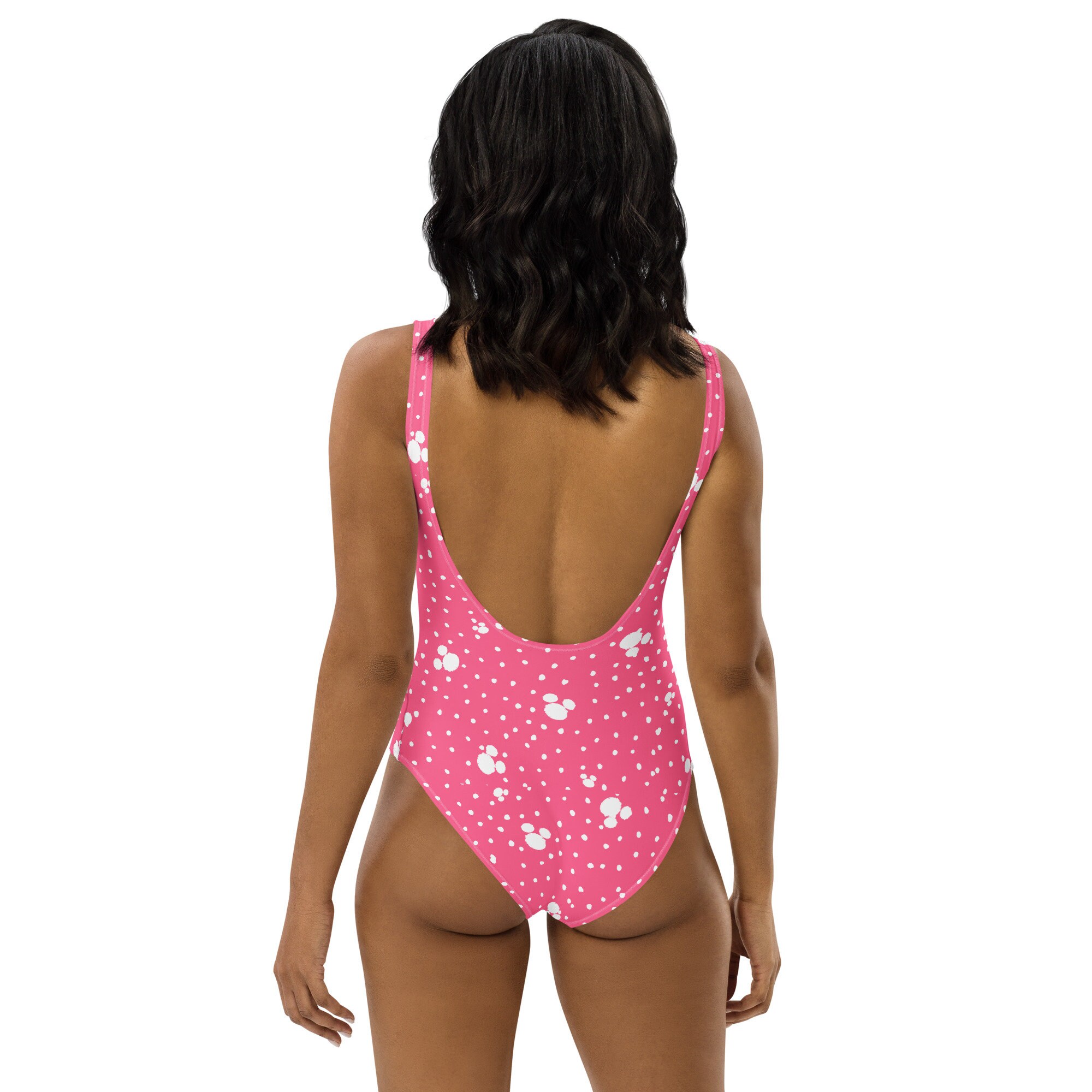 Pink Polka Dot Women's One-Piece Swimsuit, Disney Vacation outfit
