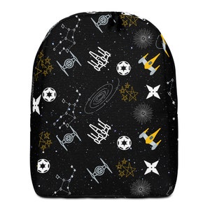 Galactic Stars Minimalist Medium Backpack  Space Wars Bag  Stars and Space Diaper Bag  New Mom  Boy Mom  Dad Backpack