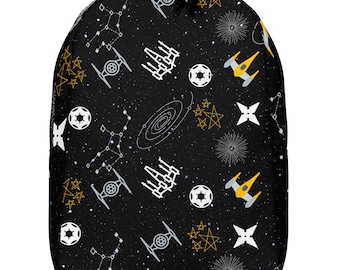 Galactic Stars Minimalist Medium Backpack  Space Wars Bag  Stars and Space Diaper Bag  New Mom  Boy Mom  Dad Backpack