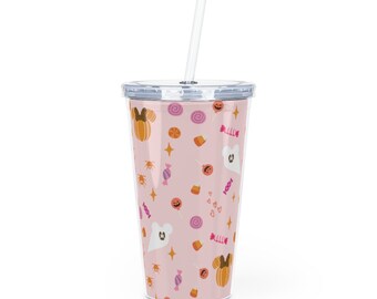 Spooky Vibes Pumpkin Plastic Tumbler with Straw  Fall Halloween Gift Ideas  Birthday Gift Ideas