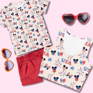 USA  Crop Top  July 4th Outfit Memorial Day Cropped Tee  Labor Day Shirts  Red White and Blue Family Matching