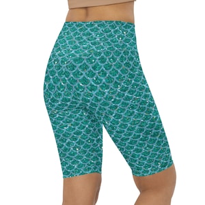 Teal Mermaid Women’s Bike Shorts Princess Run Costume for Marathons